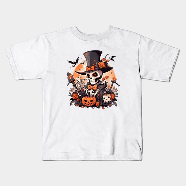 Halloween Skull Terror Kids T-Shirt by ragil_studio